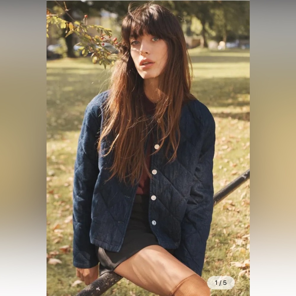 Zara Dark Blue Denim Quilted Jacket